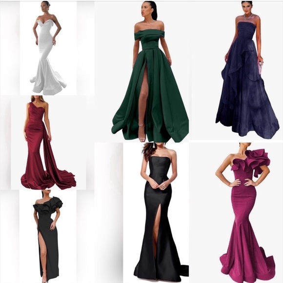 New Sparkly Sequin Mermaid Dress Spaghetti Straps Formal Evening Dress Slit - Picture 7 of 7